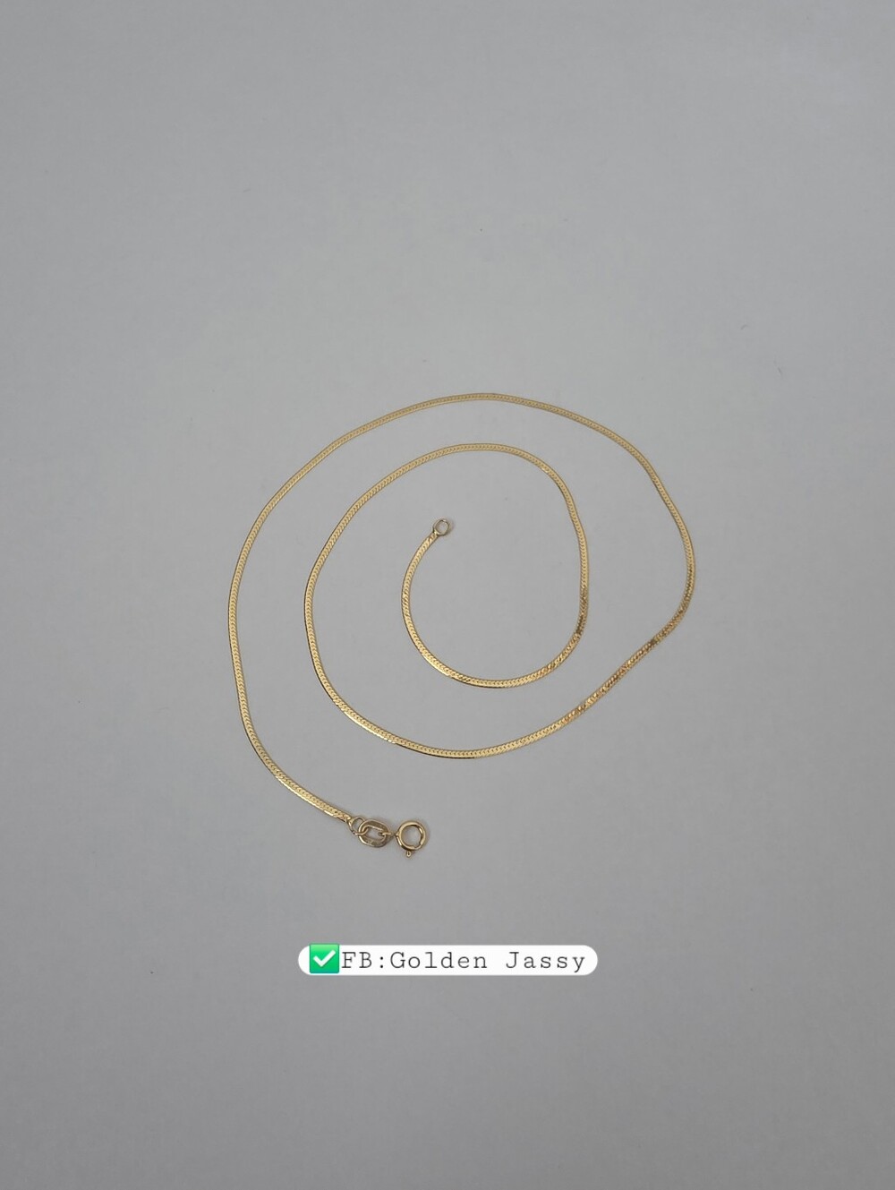18K Real Gold Flat Chain 17.5"